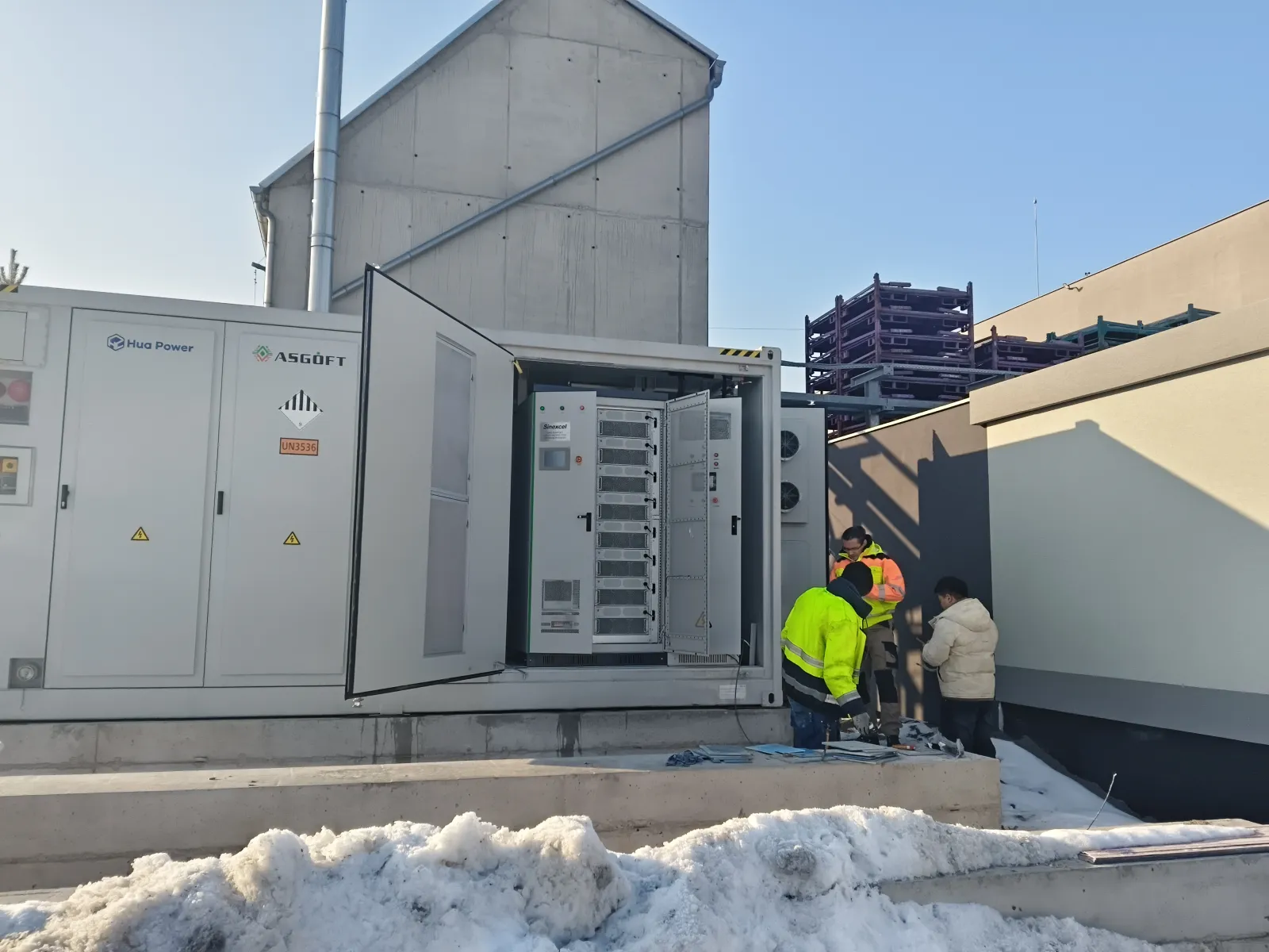 Hua Power commercial and industrial battery storage system installed and being commissioned at a European site