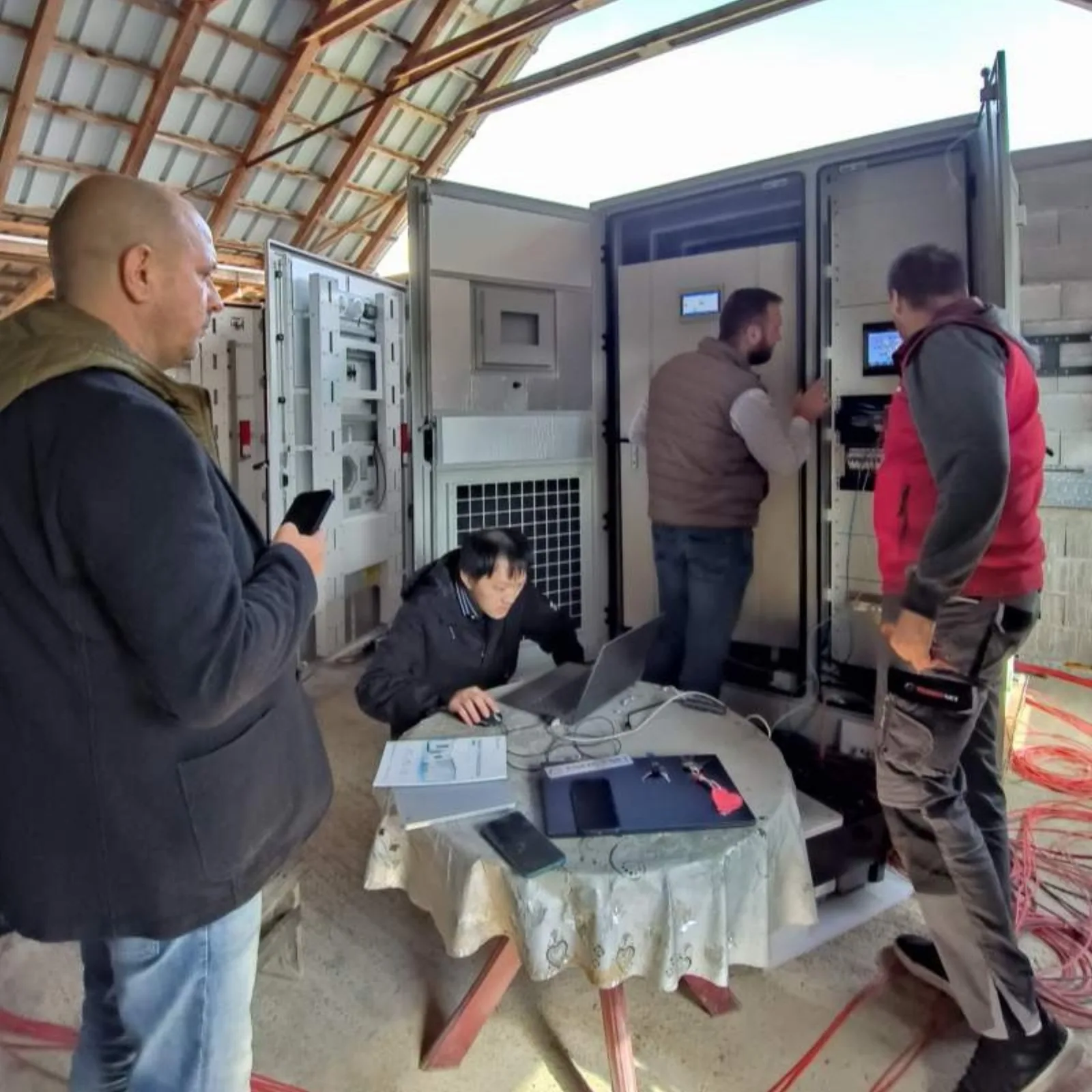 Hua Power engineers commissioning the inverter and training the local operations team