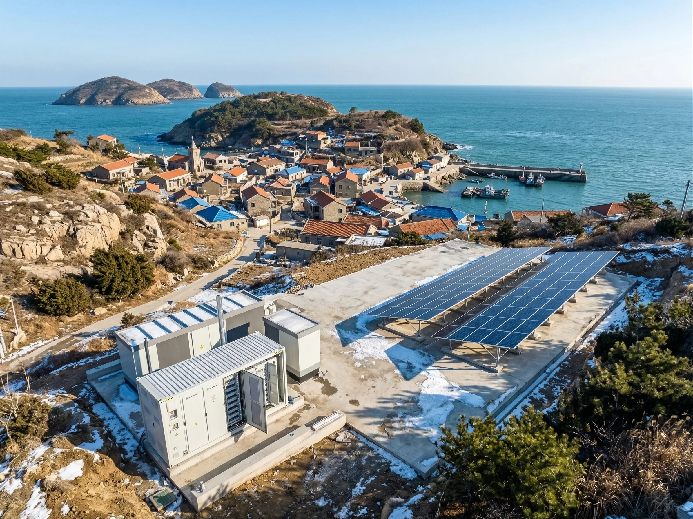 Off-grid hybrid microgrid with solar and battery storage